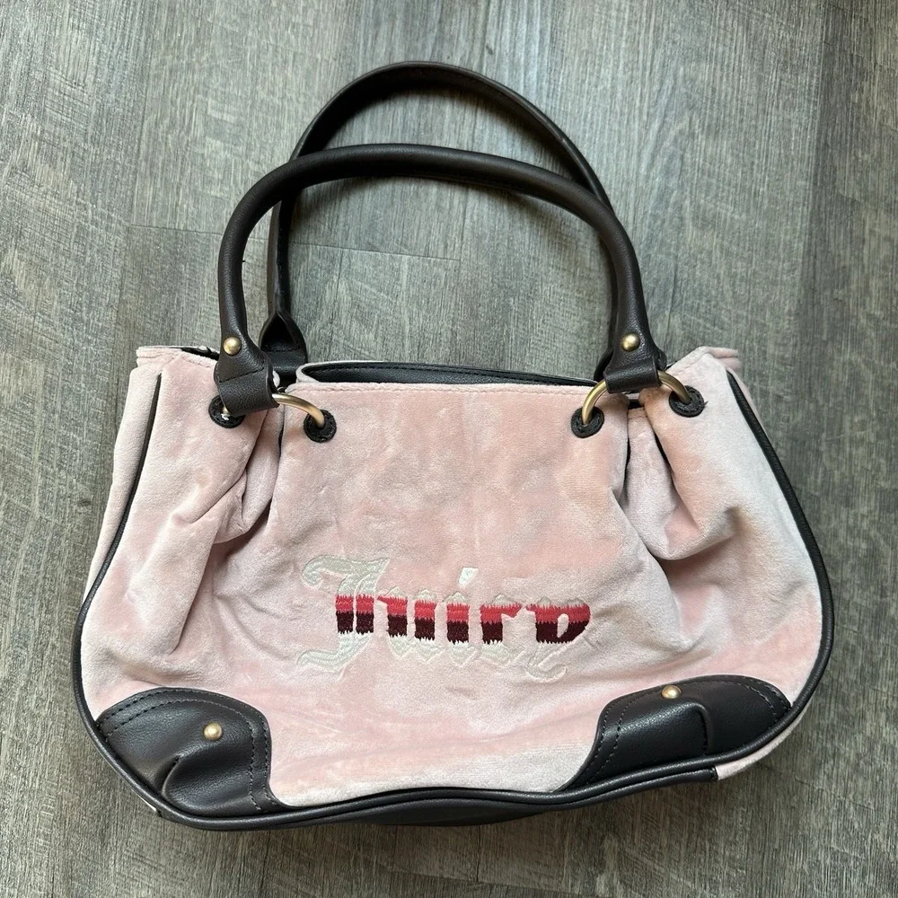Y2K Vintage 2010 Juicy Couture Bubblegum‎ Pink Hobo Satchel Bag Crest Handbag